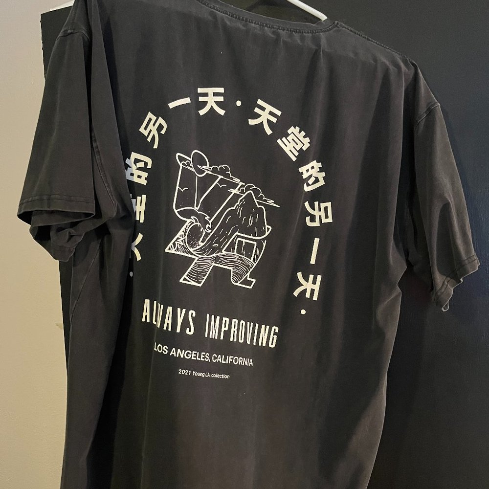 Youngla Men's Shirt Black Wash Size Large